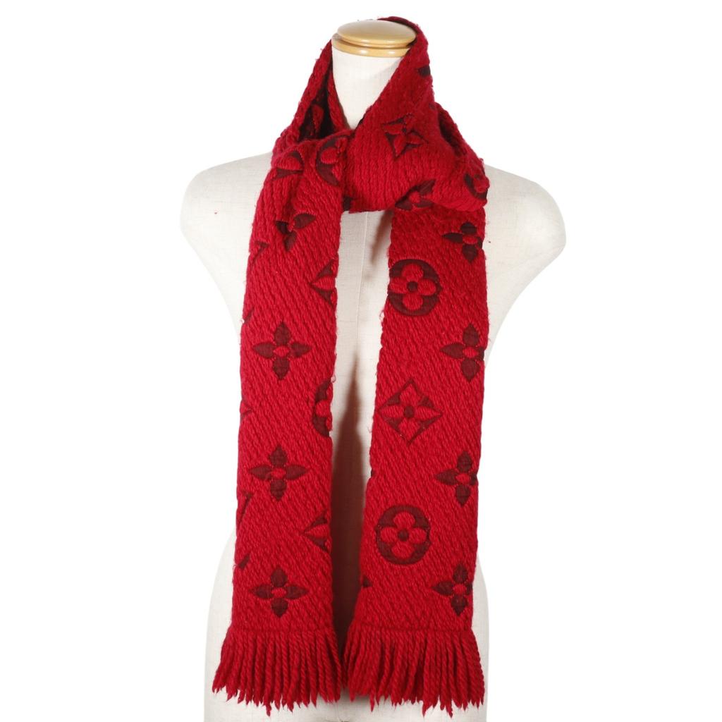 LOUIS VUITTON Escalp Logo Mania Scarf 402336 Monogram Red wool/silk Women Used