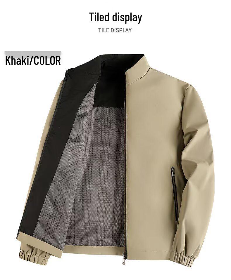 Men's Autumn Business Casual Stand Collar Jacket - Versatile Lightweight Jacket for Middle-aged and Elderly.