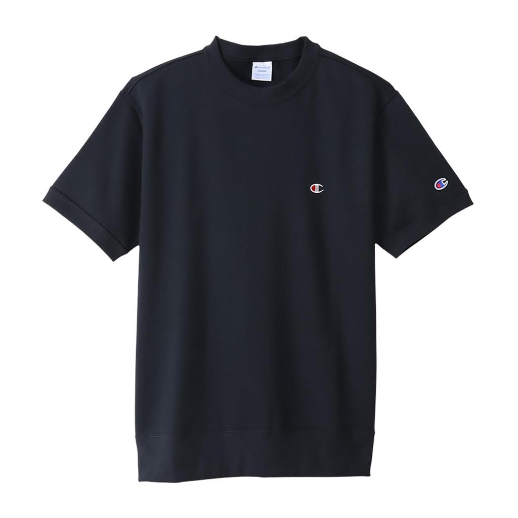 Champion Basic Short Sleeve Crew Neck Size with Fleece Lining and Logo Men's Sweatshirt, Navy, 2XL, C3-Z020, One-Point