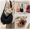 Women Quilted Tote Bag Solid Color Large Capacity Soft Puffer Handbag Portable Lightweight Crossbody Bag