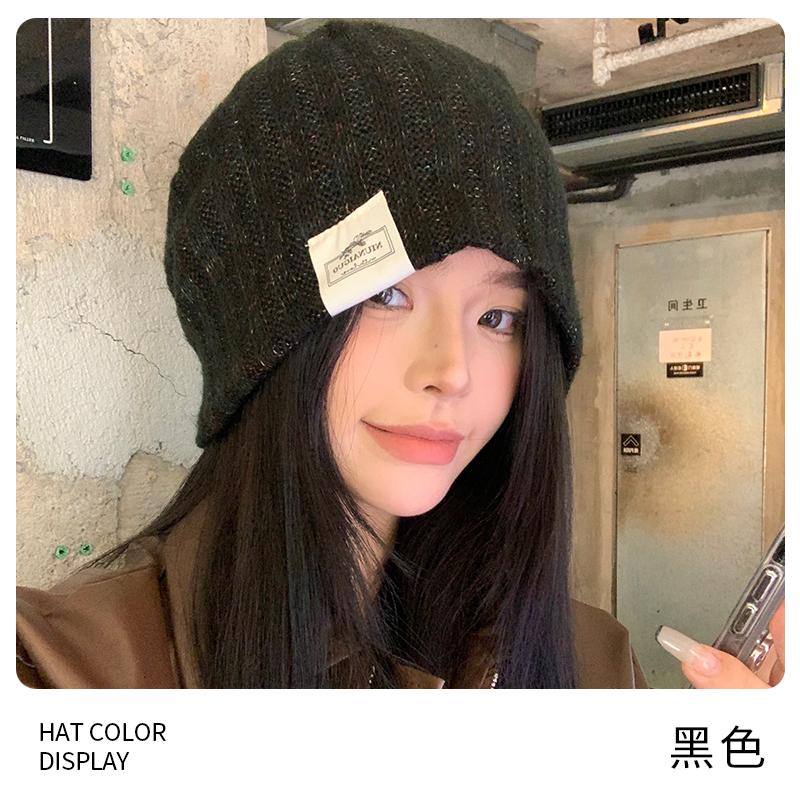 Big head circumference wool hat for women's autumn and winter 2024 new model, small face, warm and cold protection, big face knitted pile cold hat
