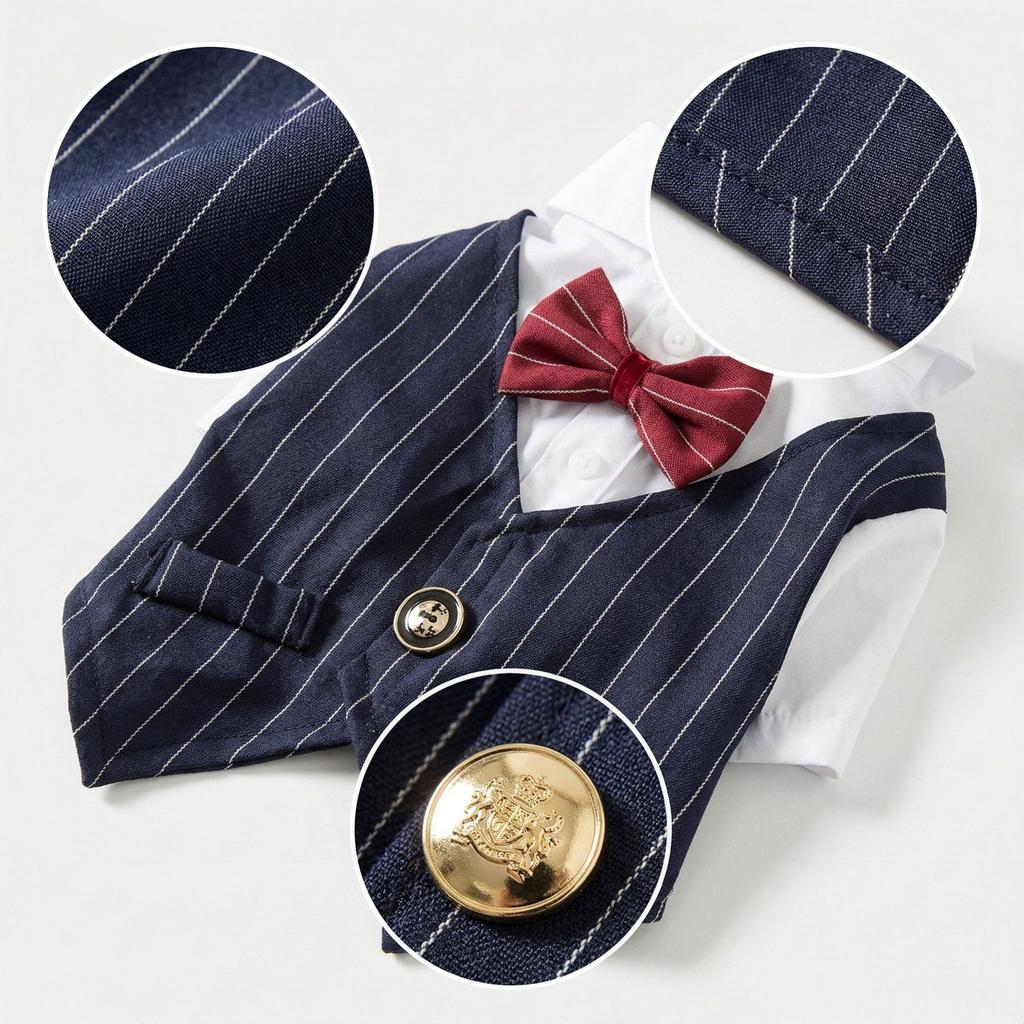 Perro Mascota Oso de Peluche Perro Pequeño Gato Primavera y Verano Ropa para Perros Traje Delgado Camisa Traje Vestido de Boda