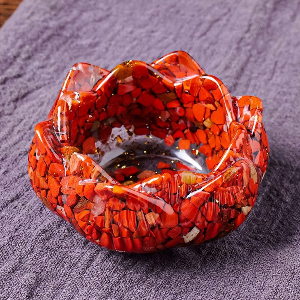 DIY Craft Crystal Incense Holder Lotus Shape Jewelry Storage Container  Office Decor