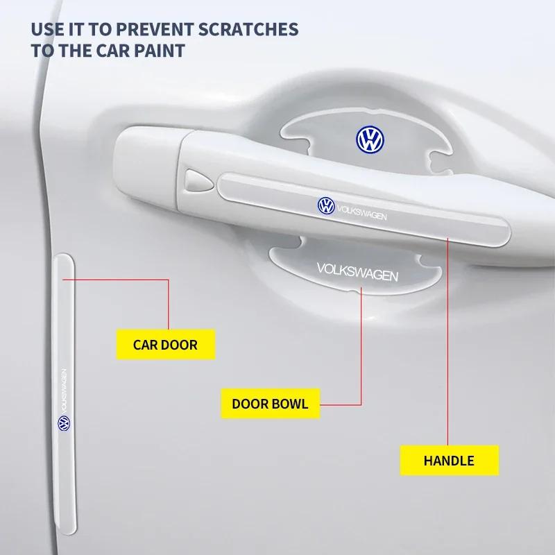 VW GTI GOLF 2026 Hot For VW VOLKSWAGEN Car Door Bowl Transparent Anti-collision Protector Bar Stickers For Volkswagen Polo Jetta