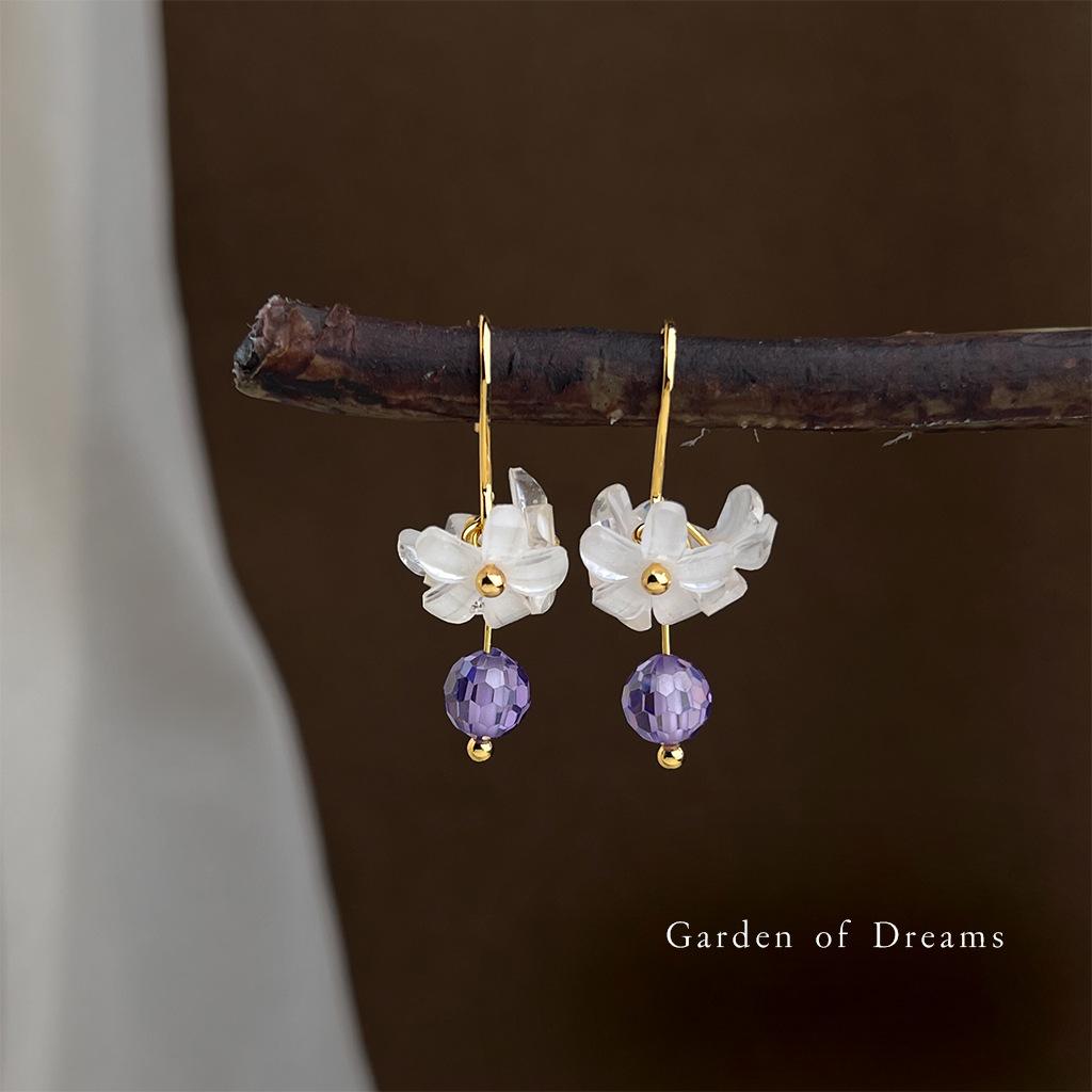Handmade Purple Crystal Flower Earrings: Fresh Forest Style, Elegant and Classy Jewelry for Women