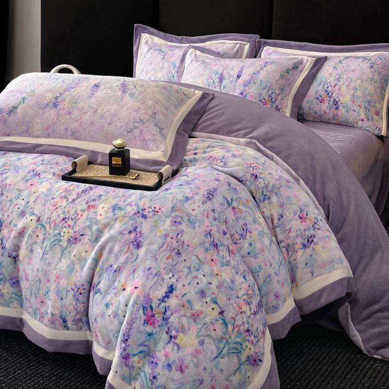 

Высококачественный утолщенный молочный флис, комплект из четырех предметов, легкая роскошь, высокая плотность граммов, двухсторонний флис, антистатичный комплект одеяла 1.8m 4pc (quilt cover 200 * 230cm)