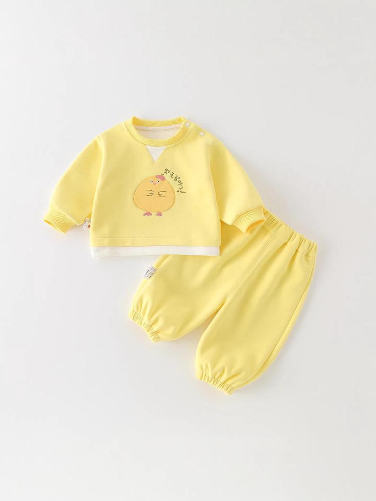 Spring/Autumn Cartoon Hoodie and Pants Set for Baby Boys (0-2 Years)