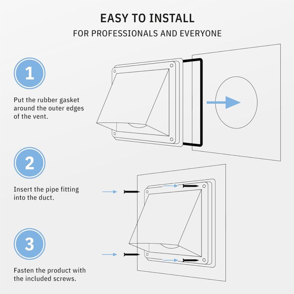 Durable 4" 5" 6" Air Vent Stainless Steel Black/Silver Extract Valve Square Ventilation Outlet Ventilation System