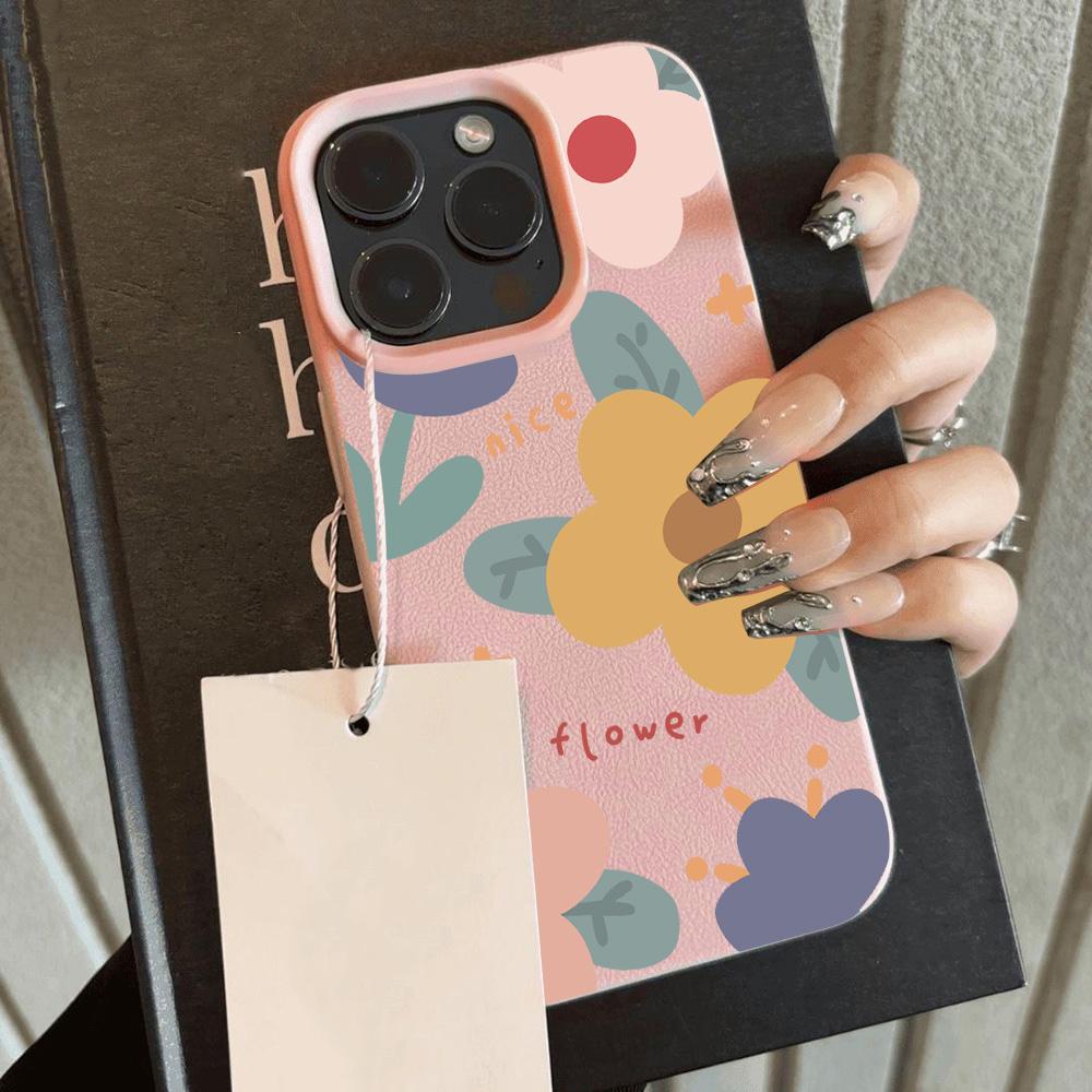 HOT Luxury Retro Flowers Lichee Leather Pattern Phone Case For iPhone 17 16e 16 15 14 13 12 11 Air Pro Max Plus X XR XSMax