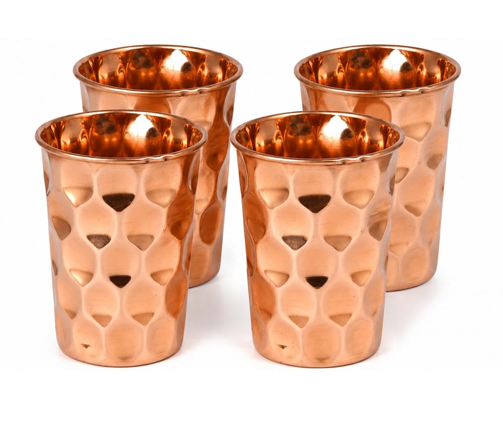 TreegoArt Pure Traditional 300 Ml Copper Tammba Handmade Diamond Design Drinkware Glass Fo Kitchen Item