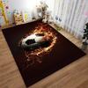 Fiery Soccer Ball carpet Designed floor mat, suitable as a non-slip mat for the living room or bedroom sofa