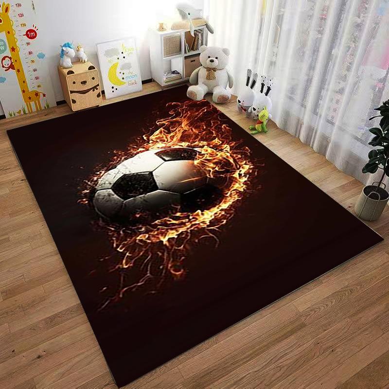 Fiery Soccer Ball carpet Designed floor mat, suitable as a non-slip mat for the living room or bedroom sofa