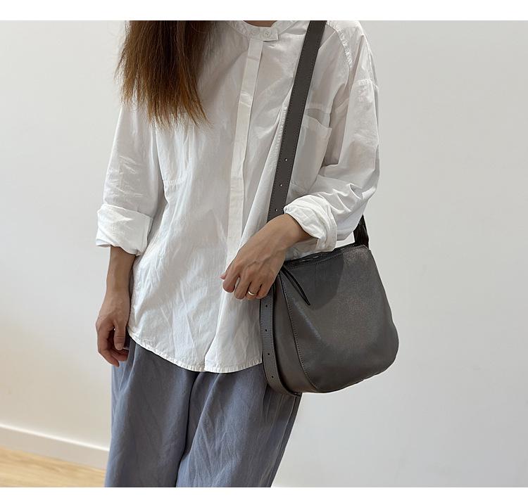 Japanischepflanzlich gegerbte Leder Crossbody-Tasche für Damen - Lässiger Stil Schulter-Handtasche, Echtes Leder, Hochwertiges Eimerdesign (Modell 2025).