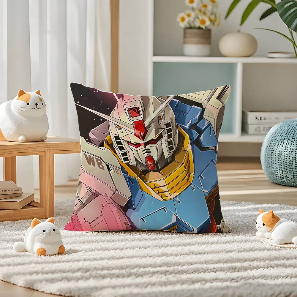 Mobile Suit Gundam Strike Gundam Anime Plush Pillow Cover Soft Short Plush Cushion Cover For Sofa Bedroom Home Decor Gift