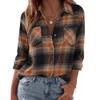 Women's Casual Plaid Long Sleeve Lapel Collar Cardigan Shirt