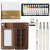 Reise-Malkasten Pocket Artist Aquarell-Set mit Clip Tragbares Aquarell-Set Holzgitter Farbkasten Geschenk für Kinder