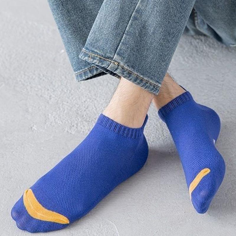 4 par herremote ensfarget bokstav ankelsokker høykvalitets elastisk mesh pustende deodorant korte sokker for menn