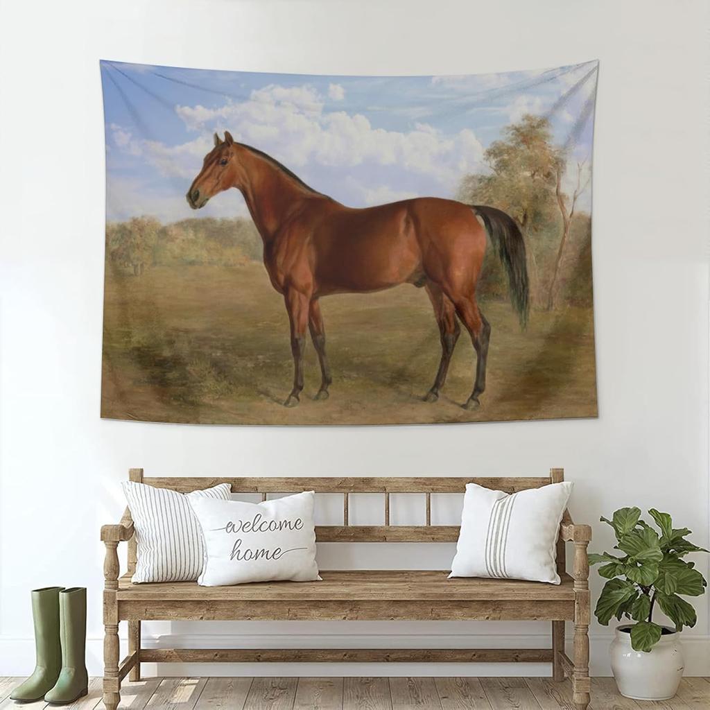 Vintage Horse Tapestry Wild Horses Tapestry Wall Hanging Farm Animal Horse Running Western Landscape Tapestries for Bedroom