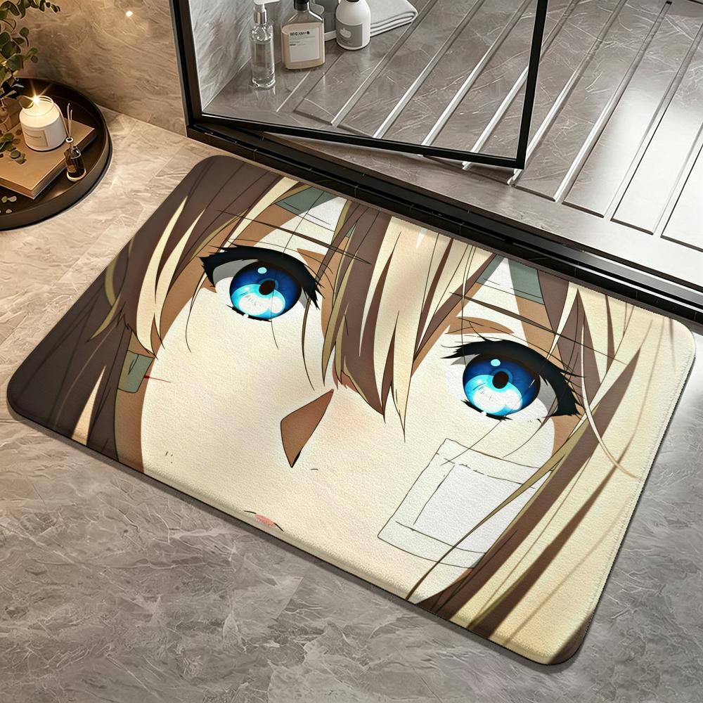 Anime-Violet EvergardenS Floor Mat Bedroom Carpet, Bathroom Foot Mat, Doormat, Non-Slip Absorbent Multi-Use