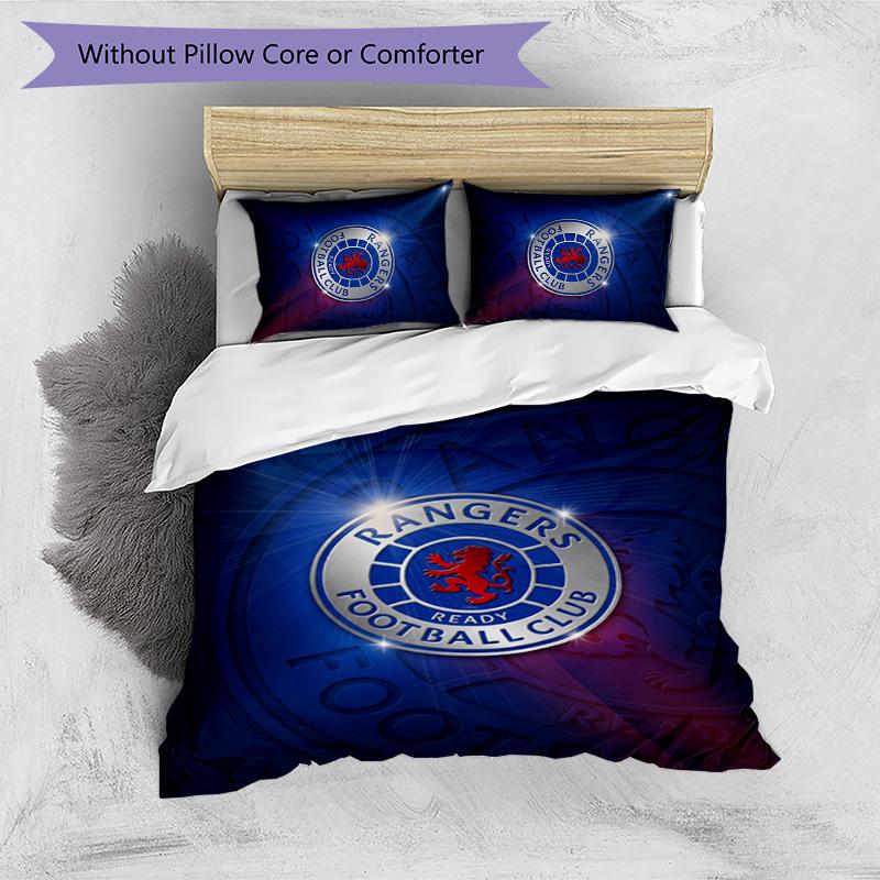 Set Biancheria da Letto Rangers FC Stampato 3 Pezzi Copripiumino Traspirante con Federe Biancheria da Letto Decorativa per Camera da Letto Casa