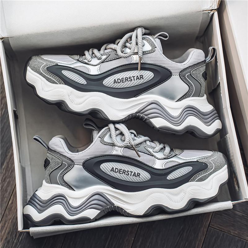 

2025 new thick-soled heightening dad shoes men s mesh sports shoes student casual men s shoes GZ01-1 44 сірий колір