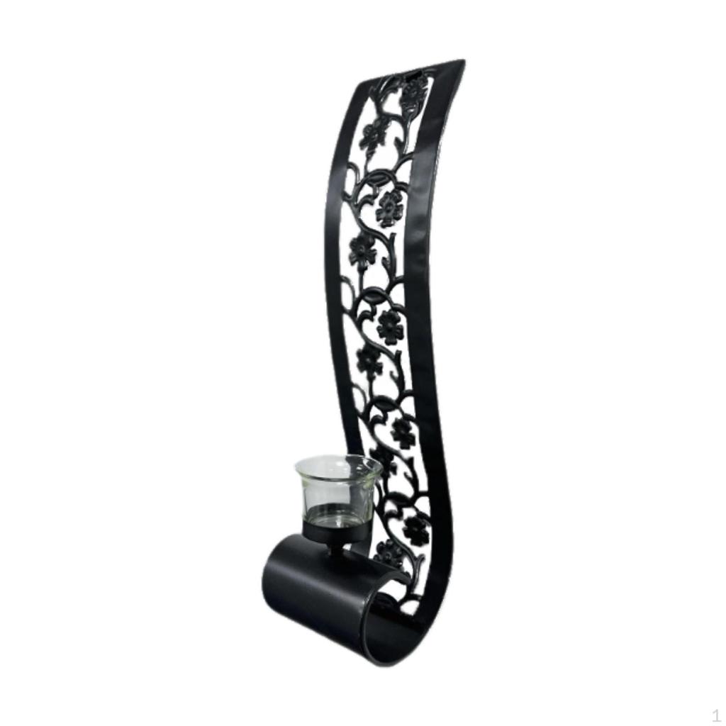 Wall Sconce Candle Holder Mount Metal Black Decoration, Hanging