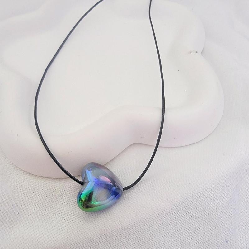 Sweet Heart Pendant Necklace Silver Heart Necklace Fashion Jewelry Women Y2K Gradient Heart Choker Fashion Decoration