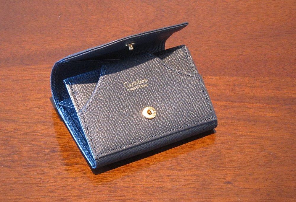 Cultorale Hammock Wallet Compact Men's Tri-fold Genuine Leather Wallet with Unbeatable Coin Access (Navy x Khaki)