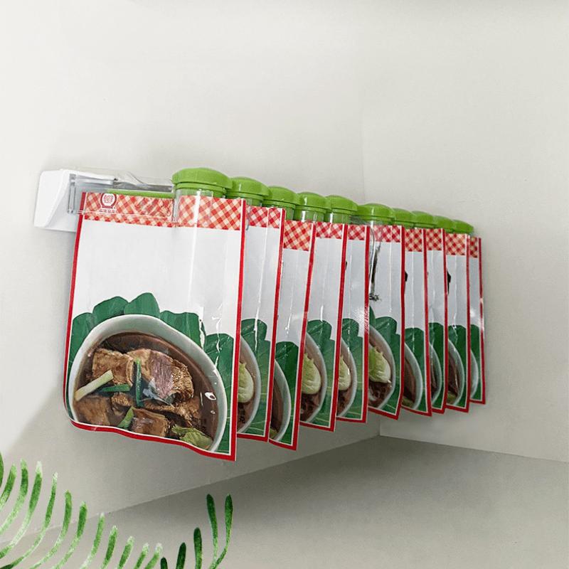New Kitchen Wall Mounted Seasoning Rack No Punching Seasoning Bag Storage Rack Bagged