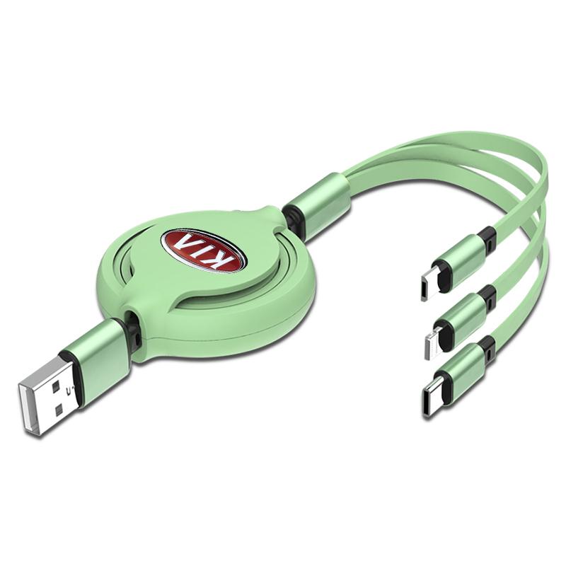 1Pcs Fashion New Car Mounted Telescopic Three In One Mobile Phone Charger For Kia Rio Ceed Sportage Cerato Soul Sorento K2 K5 Flip Car Accessories