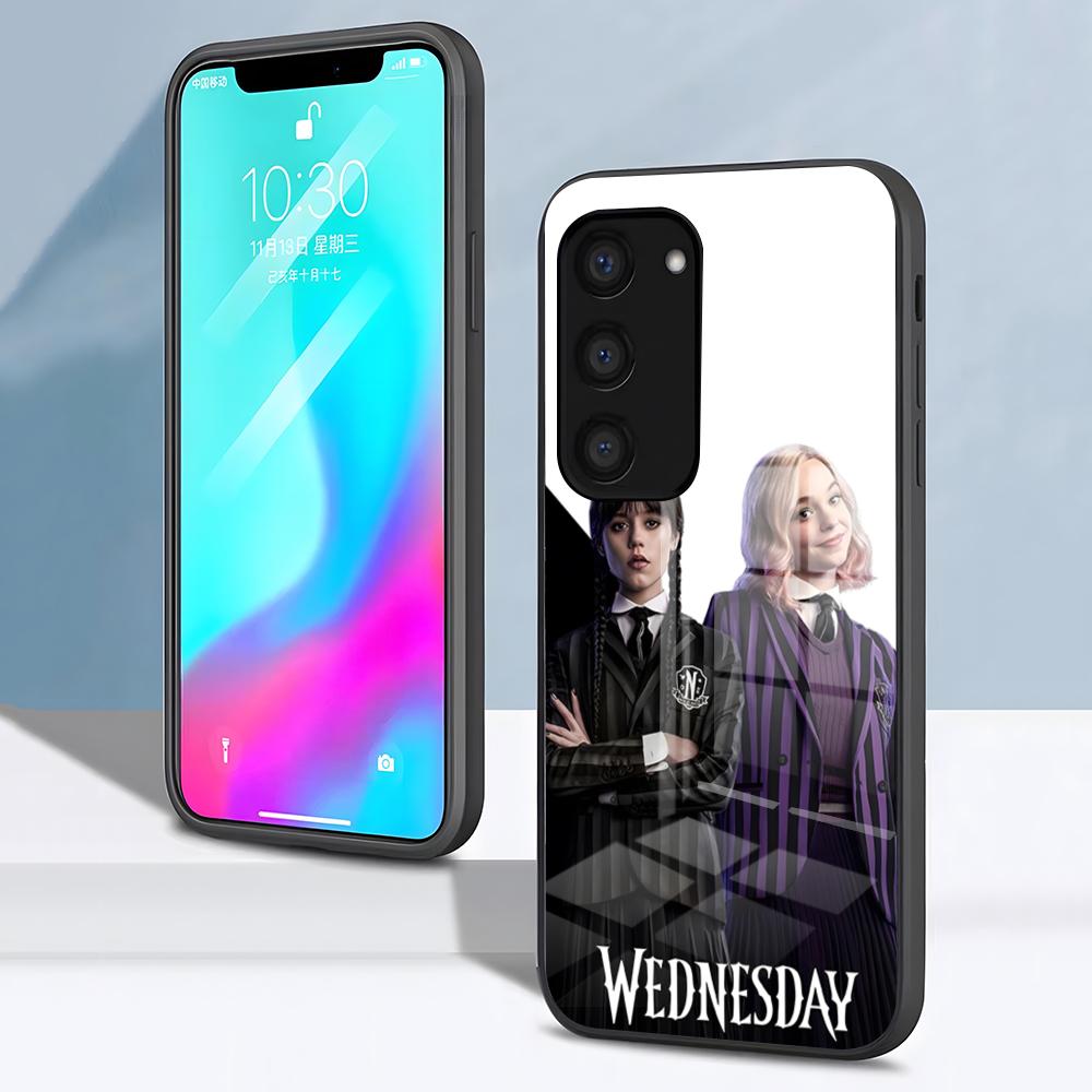

Cool Girl W-WednesdayS A-Addams Phone Case For Samsung S26 S25 S24 FE S23 S22 S21 Plus S20 Ultra Note20Ultra Black Glass Cover Galaxy S25 Edge