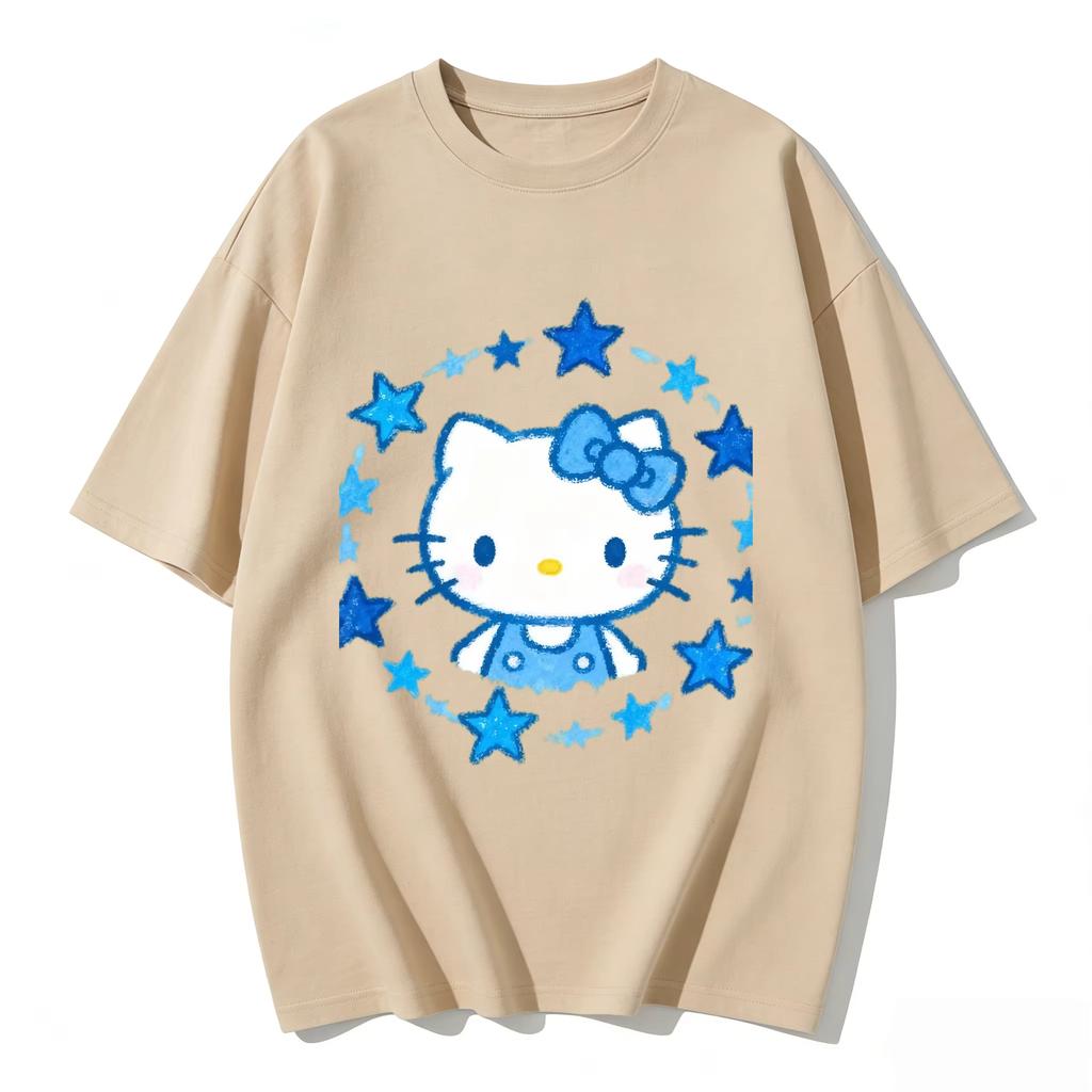 2026 new Summer Cute HelloKitty TShirts Soft Cotton Short Sleeve Tees for Parents Kids Breathable Casual Daily Outfit Tops