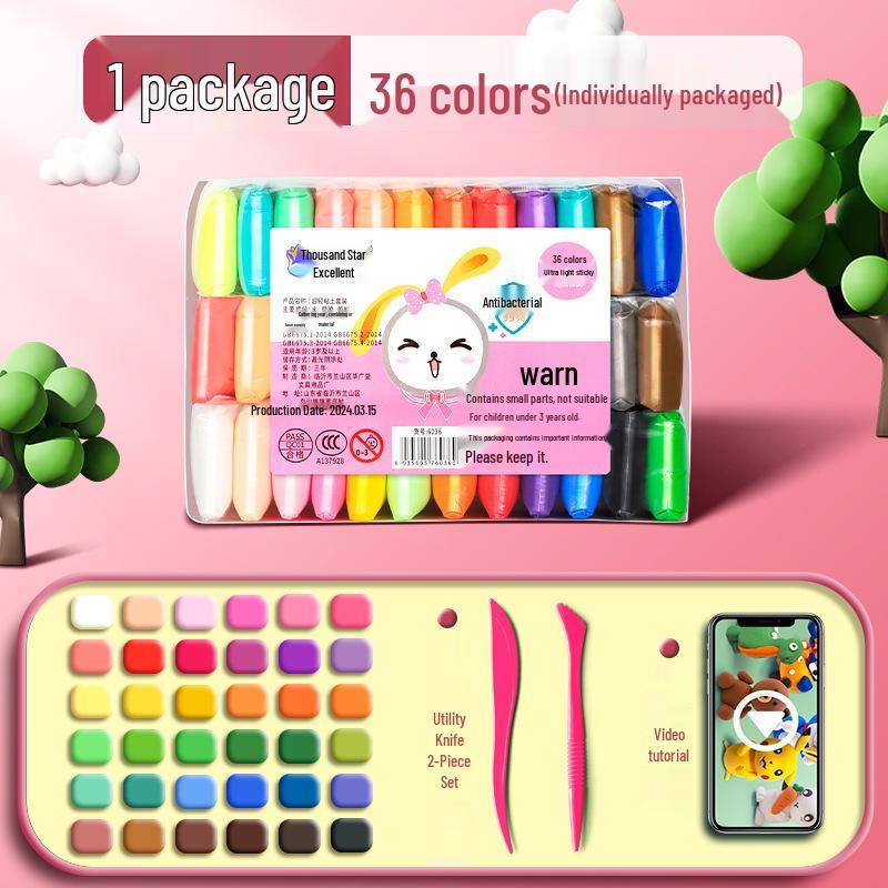 Super Light Non-Toxic Odorless Clay for Kids - 12 Colors Playdough Set