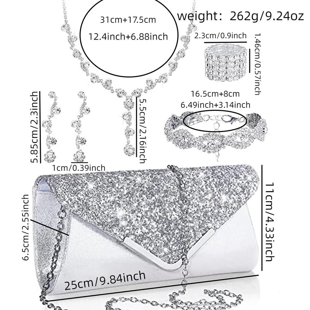 Minimalist European Style Jewelry Set With Water Diamond Embellishments For Women