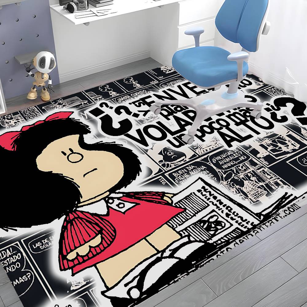 M-Mafalda Girl Floor Mat INS Style Soft Bedroom Floor House Laundry Room Mat Anti-skid Bedside Area Rugs