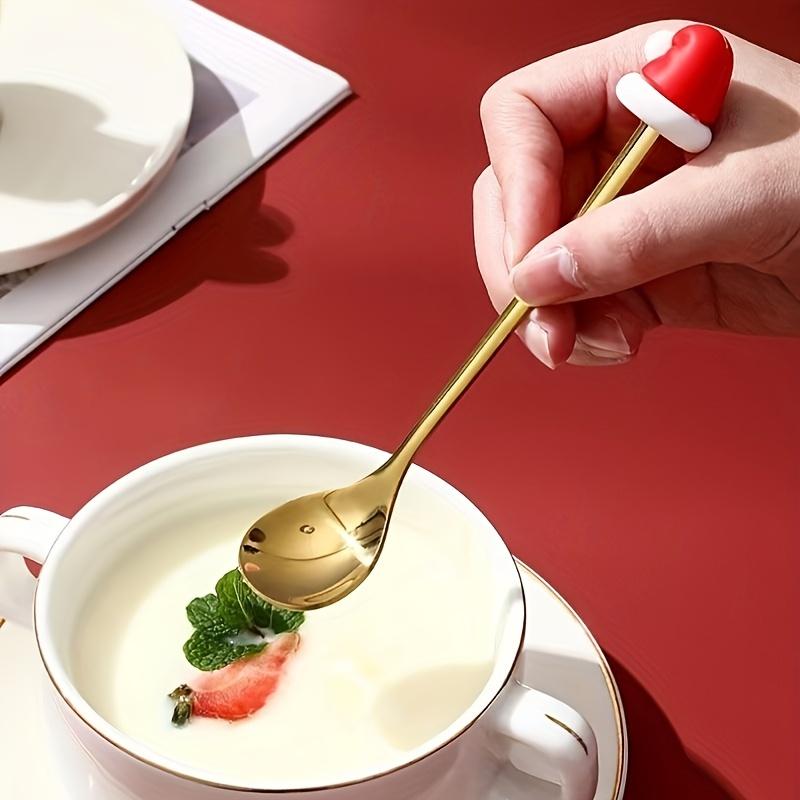 4pcs Christmas Coffee Spoon, Doll Cute Coffee Spoon Set, Stainless Steel Mixing Christmas Spoon, For Restaurant Christmas Party