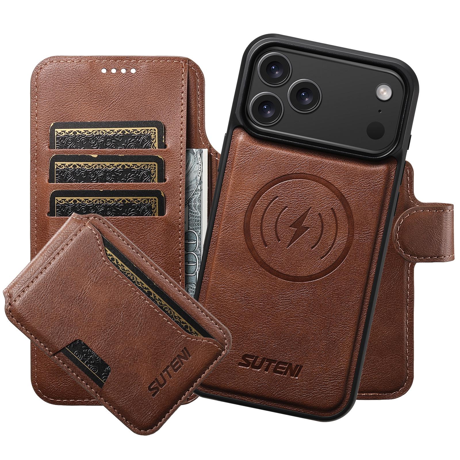 

iPhone 17 Pro Flip Case: Card Slot, Magnetic, Wireless Charging Stand, Leather S25U Samsung S25 Ultra