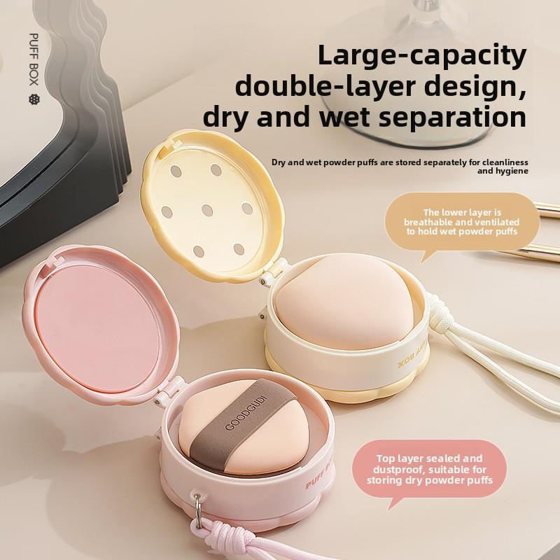 Portable Double-layer Powder Puff Storage Box, Air Cushion Dedicated Small Box, Acrylic Desktop Organizing Box, Cosmetics Storage Rack