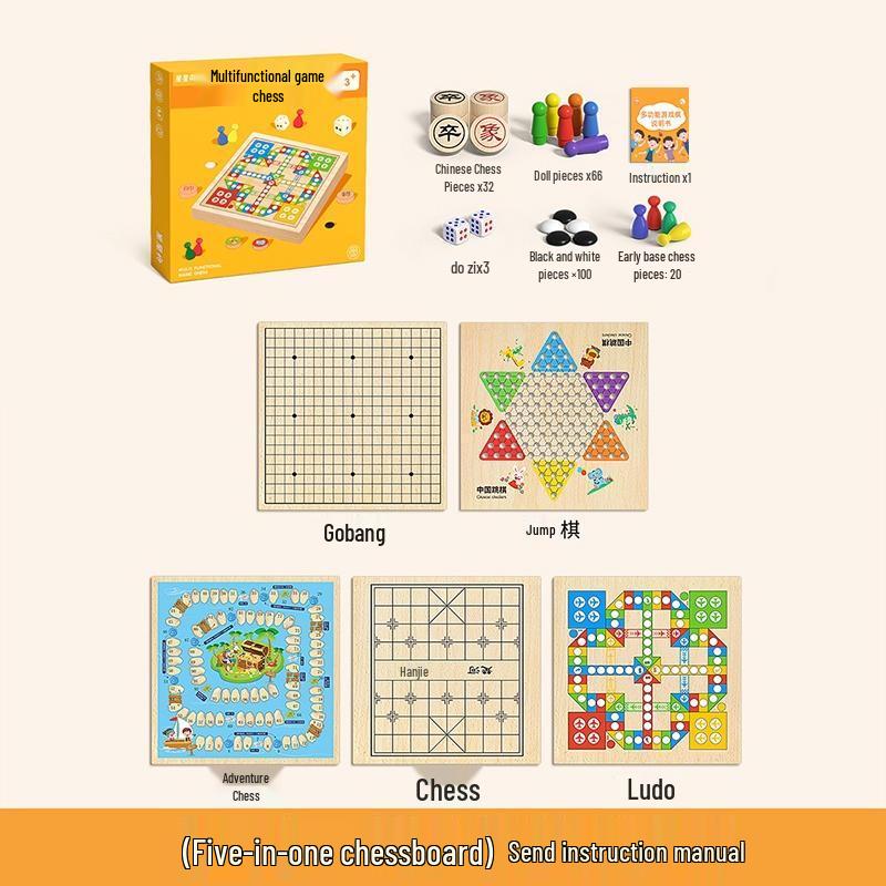 HANDUNYOU Children s 5-in-1 Educational Board Game Set