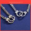 Elegant Titanium Steel Handcuff Necklace For Men And Women With Gold Inlaid Geometric Design