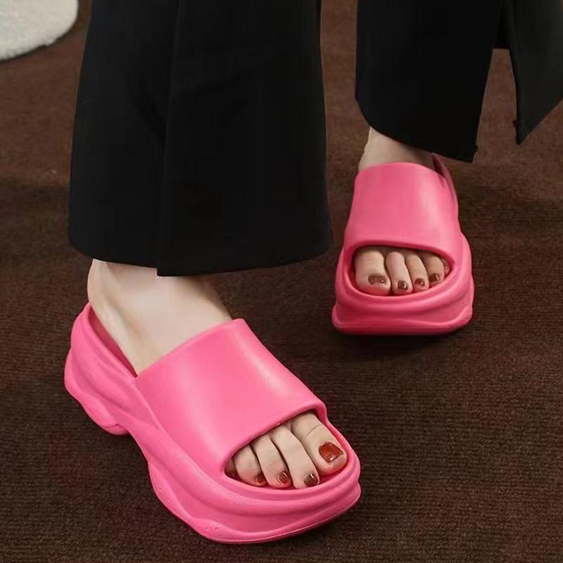 Fashion Summer EVA Platform Slippers Woman High Increase Shoes Bathroom Slides Antiskid Muffin Sandals Femme Slip On Pantuflas Flipflops