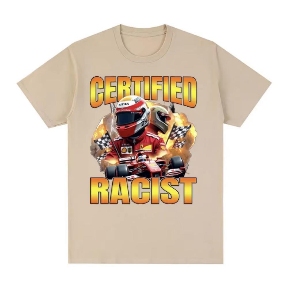 Professional Certified Racist Racing Enthusiast Men, Fashionable Retro T-shirt, Pure Cotton Casual Oversized T-shirt