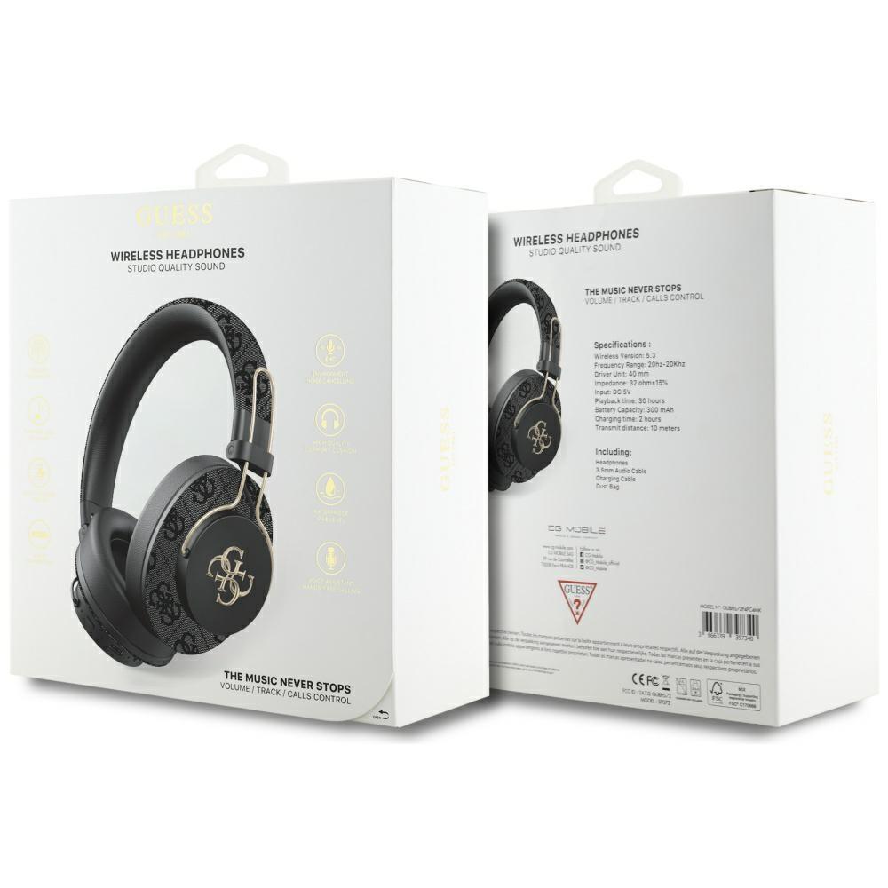 Guess Bluetooth ENC Metal 4G Logo Black Over-Ear Headphones