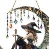Halloweenská Měsíční Čarodějnice Závěsná Dekorace Vitráž 2D Plochý Akrylový Přívěsek z Falešného Křišťálu Čarodějnický Lapač Slunce Nástěnná Okenní Závěsná Tabule Ozdoba