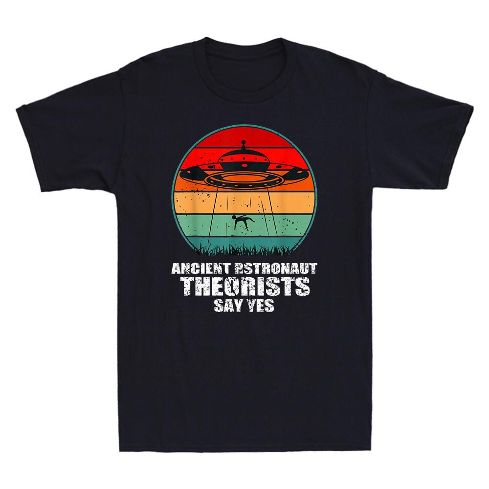 Ancient Astronaut Theorists Say Yes Spaceship Alien Vintage Men s Black T-Shirt XXL