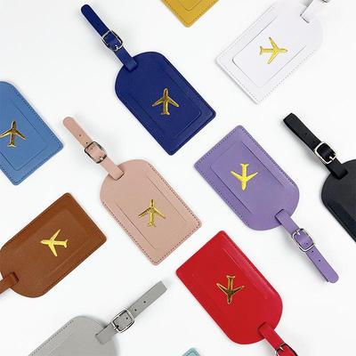 Etichetta per Bagaglio da Viaggio in Ecopelle Personalizzabile con Texture Firma e Logo a Stampa a Caldo