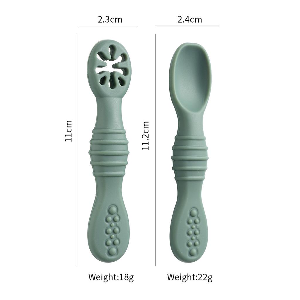 2PCS/Set Silicone Baby Spoons First Stage Utensils Baby Led Weaning Spoons Baby Chew Spoon Training Spoon Self Feeding Utensils