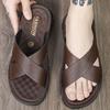 Mode Heren Slippers Zomer Instappers Comfortabele Leren Slippers Heren Buiten Casual Strandschoenen Voor Mannen Teenslippers