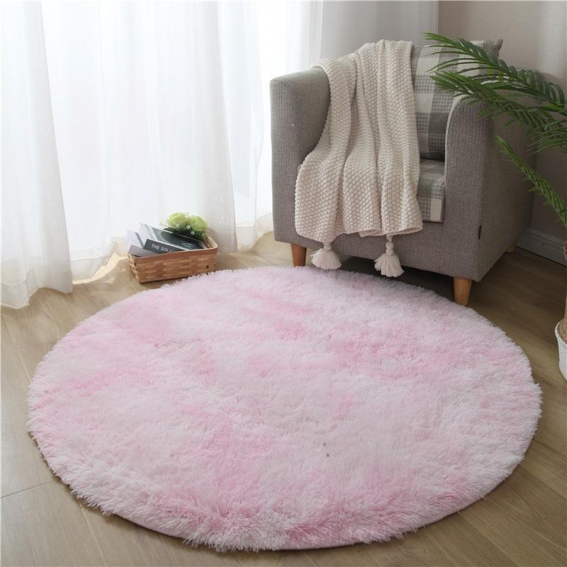Pink Round Carpet Fluffy Soft Area Floor Mat Children Girls Room Princess Castle Plush Carpet Living Room Home Decor