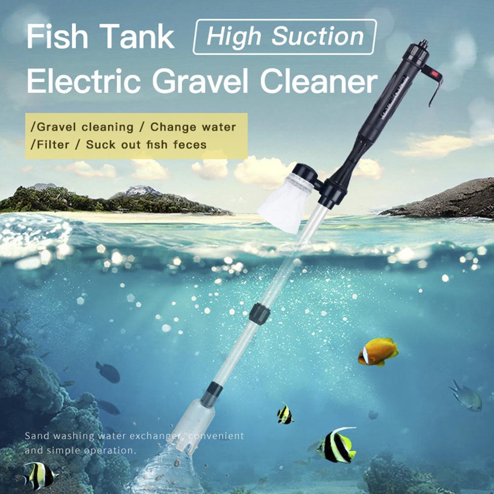 Electric Aquarium Siphon Cleaner Fish Tank Vacuum Gravel Cleaning Tool Water Changer with Air-Pressing Button Aquarium Accessory